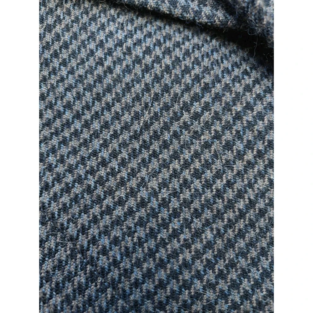 Palm Beach Mens 43L Wool Sport Coat Blue Gray Houndstooth Vintage USA Made J505